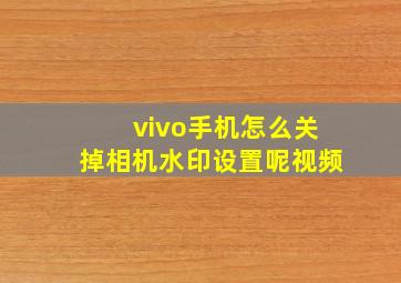 vivo手机怎么关掉相机水印设置呢视频