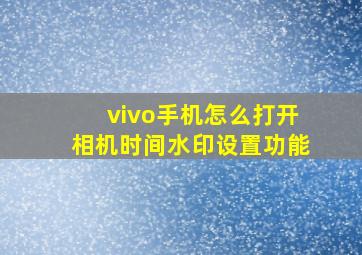 vivo手机怎么打开相机时间水印设置功能