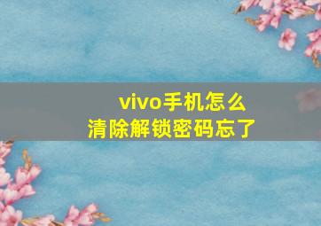 vivo手机怎么清除解锁密码忘了