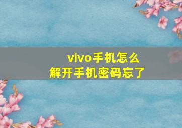 vivo手机怎么解开手机密码忘了