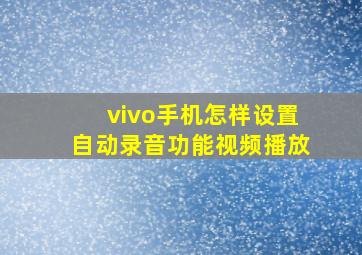 vivo手机怎样设置自动录音功能视频播放