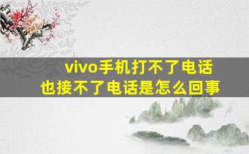 vivo手机打不了电话也接不了电话是怎么回事