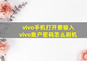 vivo手机打开要输入vivo账户密码怎么刷机