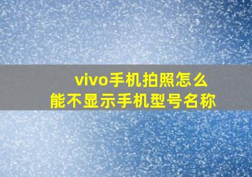 vivo手机拍照怎么能不显示手机型号名称