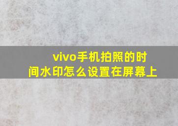 vivo手机拍照的时间水印怎么设置在屏幕上