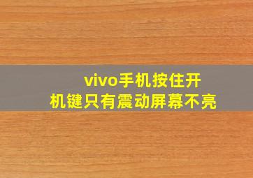 vivo手机按住开机键只有震动屏幕不亮