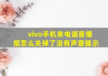 vivo手机来电语音播报怎么关掉了没有声音提示