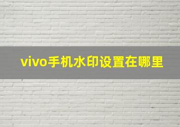 vivo手机水印设置在哪里