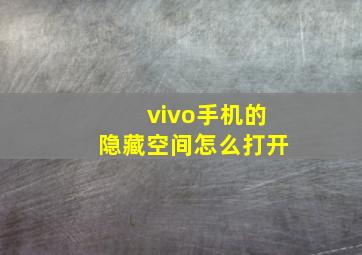 vivo手机的隐藏空间怎么打开