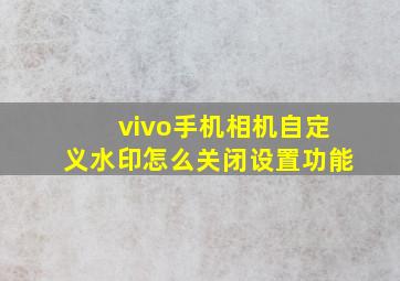 vivo手机相机自定义水印怎么关闭设置功能