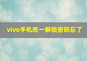 vivo手机统一解锁密码忘了