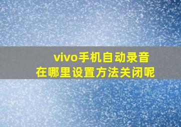 vivo手机自动录音在哪里设置方法关闭呢