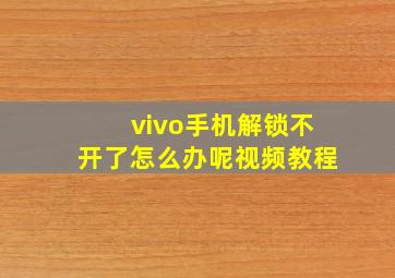 vivo手机解锁不开了怎么办呢视频教程