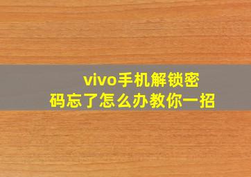 vivo手机解锁密码忘了怎么办教你一招