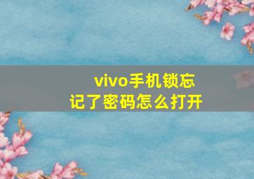 vivo手机锁忘记了密码怎么打开