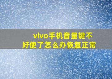 vivo手机音量键不好使了怎么办恢复正常