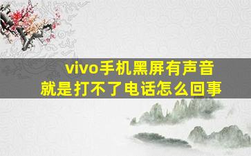 vivo手机黑屏有声音就是打不了电话怎么回事