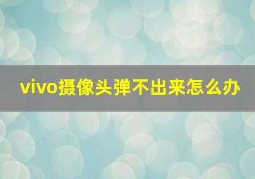 vivo摄像头弹不出来怎么办