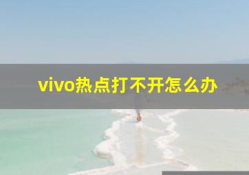 vivo热点打不开怎么办