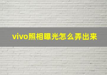 vivo照相曝光怎么弄出来