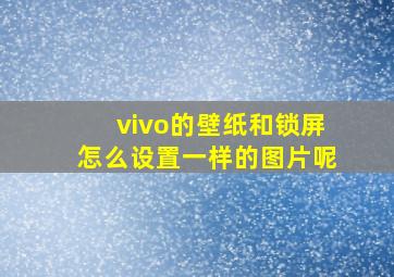 vivo的壁纸和锁屏怎么设置一样的图片呢