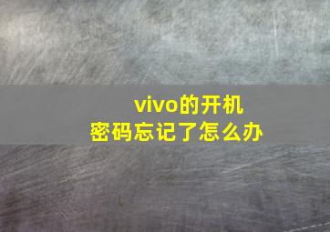 vivo的开机密码忘记了怎么办