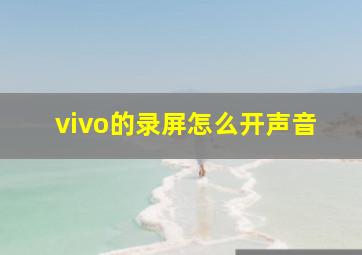 vivo的录屏怎么开声音