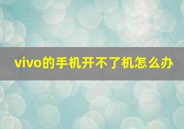 vivo的手机开不了机怎么办