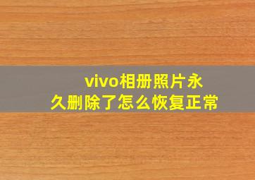 vivo相册照片永久删除了怎么恢复正常