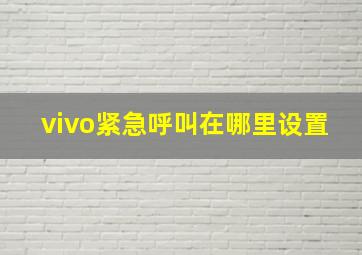 vivo紧急呼叫在哪里设置