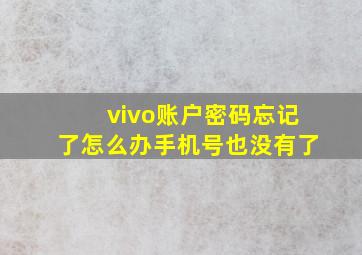 vivo账户密码忘记了怎么办手机号也没有了