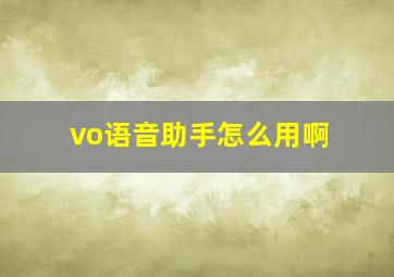 vo语音助手怎么用啊