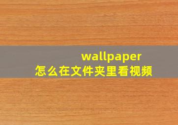 wallpaper怎么在文件夹里看视频