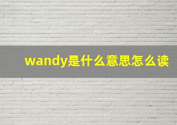 wandy是什么意思怎么读