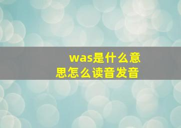 was是什么意思怎么读音发音