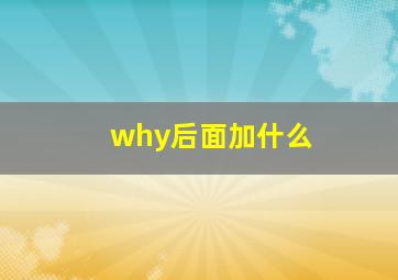 why后面加什么