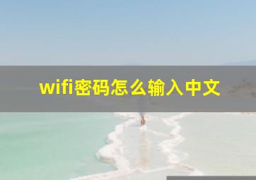 wifi密码怎么输入中文