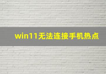 win11无法连接手机热点