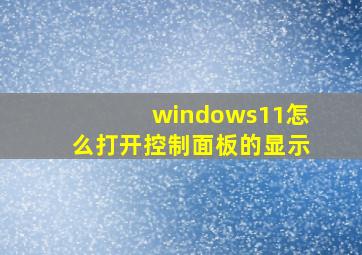 windows11怎么打开控制面板的显示