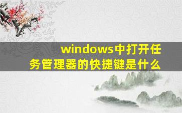 windows中打开任务管理器的快捷键是什么