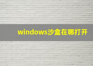 windows沙盒在哪打开