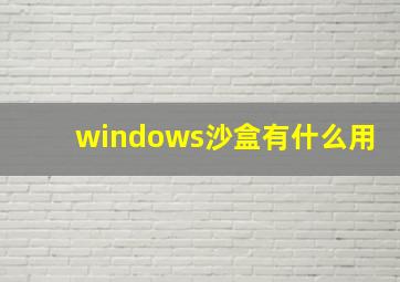 windows沙盒有什么用