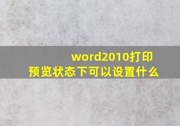 word2010打印预览状态下可以设置什么