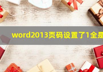 word2013页码设置了1全是1