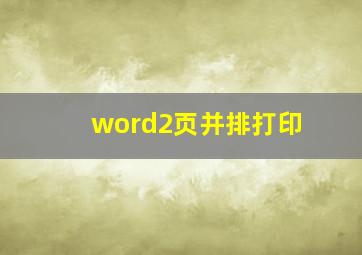 word2页并排打印