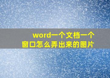 word一个文档一个窗口怎么弄出来的图片