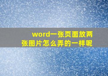 word一张页面放两张图片怎么弄的一样呢