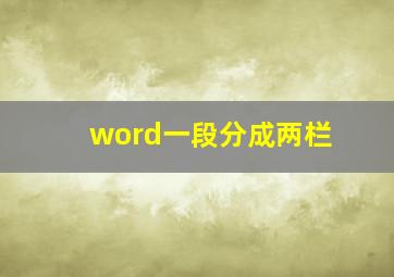 word一段分成两栏