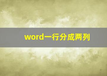 word一行分成两列