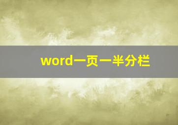 word一页一半分栏